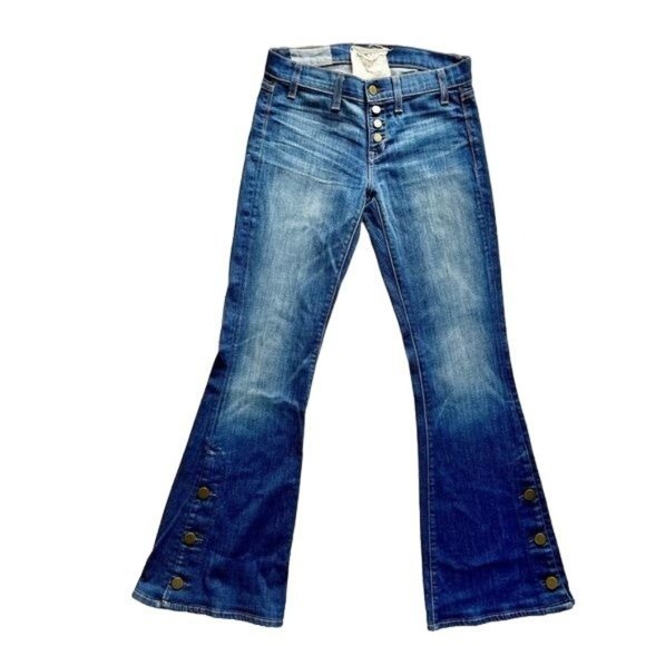 Elizabeth and James Jefferson Button Up Flare Jeans Mid Rise Medium Wash Size 25 - Picture 1 of 14